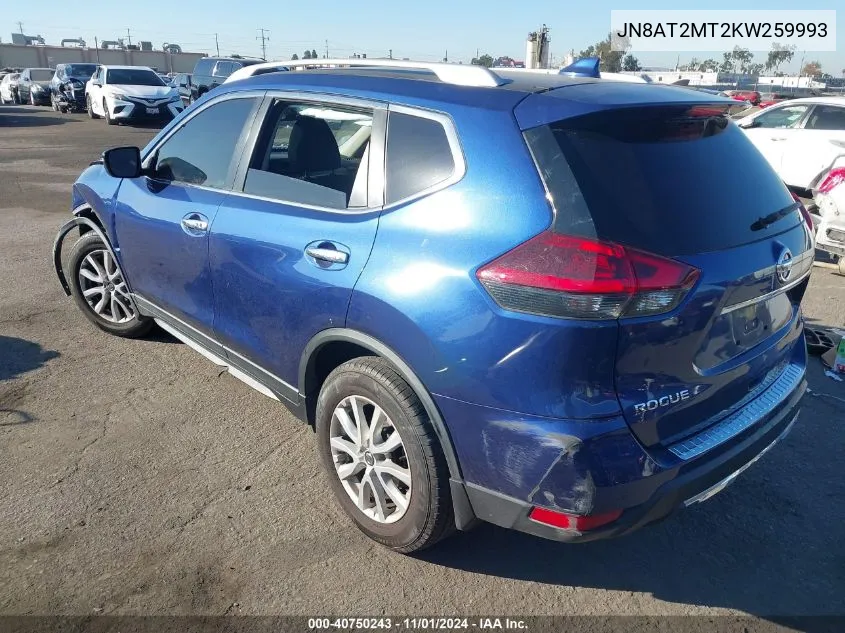 2019 Nissan Rogue Sv VIN: JN8AT2MT2KW259993 Lot: 40750243