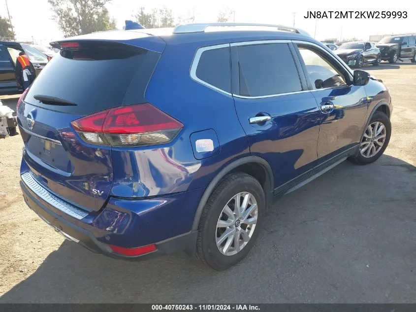 2019 Nissan Rogue Sv VIN: JN8AT2MT2KW259993 Lot: 40750243