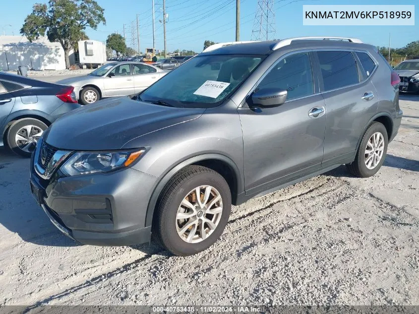 2019 Nissan Rogue Sv VIN: KNMAT2MV6KP518959 Lot: 40753438