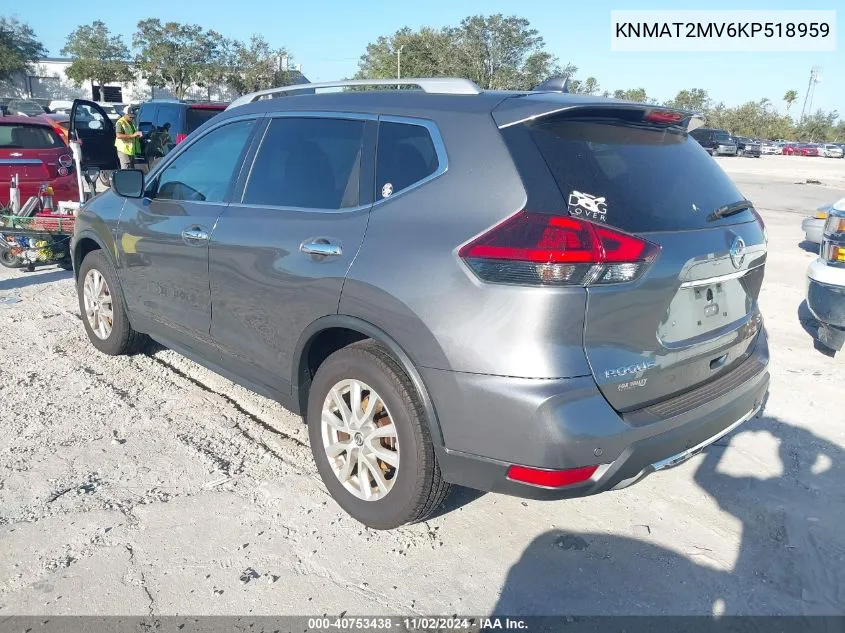 2019 Nissan Rogue Sv VIN: KNMAT2MV6KP518959 Lot: 40753438