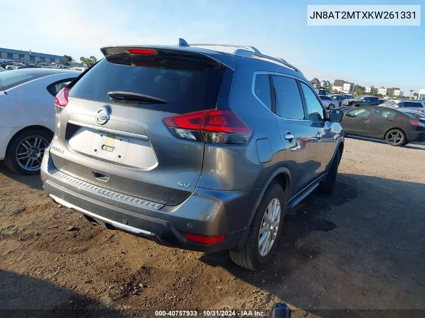 2019 Nissan Rogue Sv VIN: JN8AT2MTXKW261331 Lot: 40757933