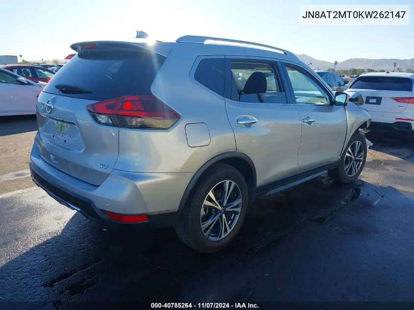 2019 Nissan Rogue Sv VIN: JN8AT2MT0KW262147 Lot: 40785264