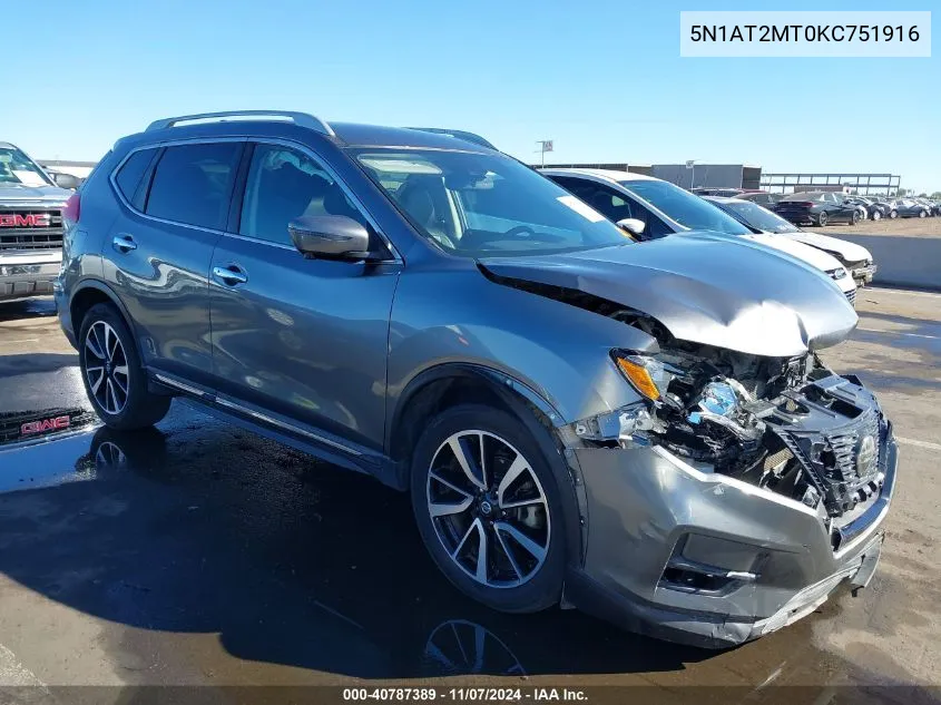 2019 Nissan Rogue Sl VIN: 5N1AT2MT0KC751916 Lot: 40787389