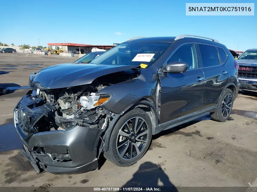 2019 Nissan Rogue Sl VIN: 5N1AT2MT0KC751916 Lot: 40787389