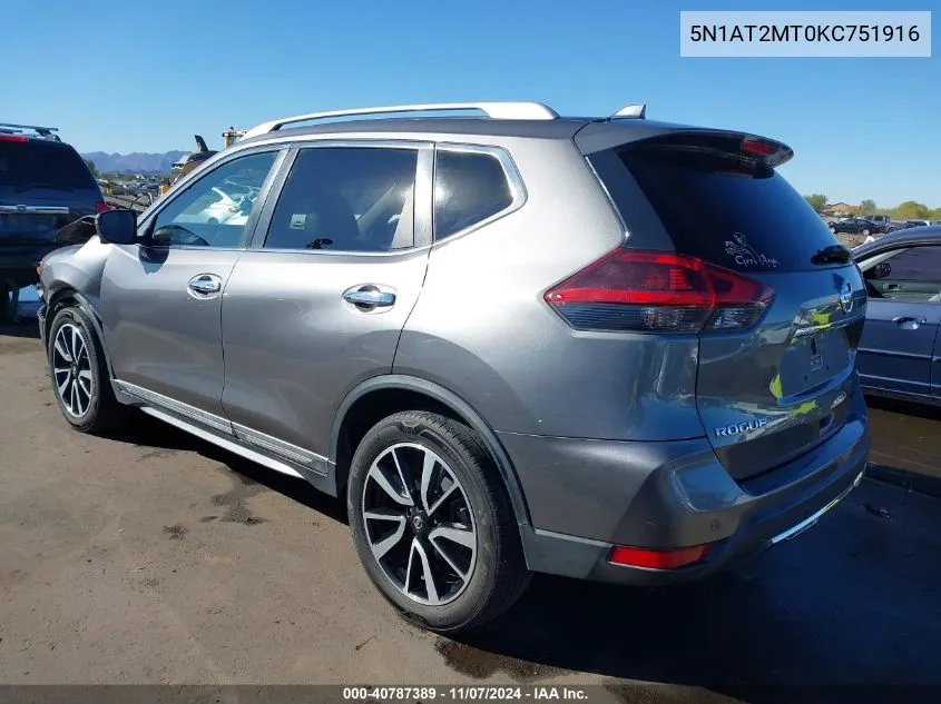 2019 Nissan Rogue Sl VIN: 5N1AT2MT0KC751916 Lot: 40787389