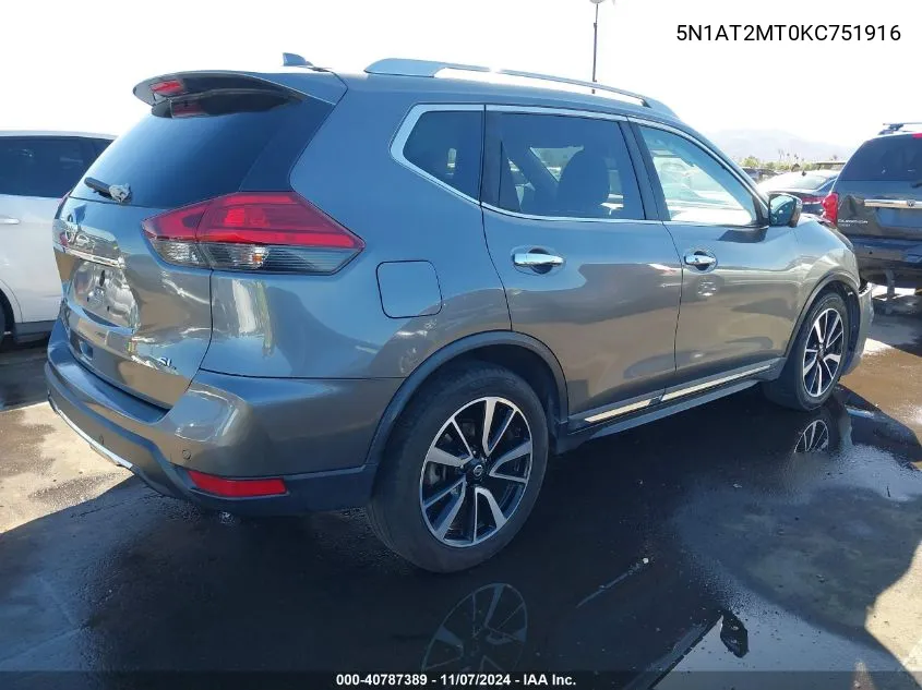 2019 Nissan Rogue Sl VIN: 5N1AT2MT0KC751916 Lot: 40787389