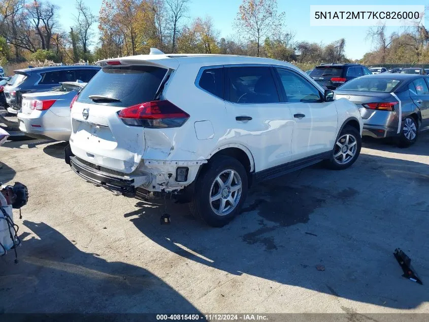 2019 Nissan Rogue S VIN: 5N1AT2MT7KC826000 Lot: 40815450