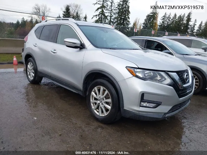 2019 Nissan Rogue Sv VIN: KNMAT2MVXKP519578 Lot: 40831476