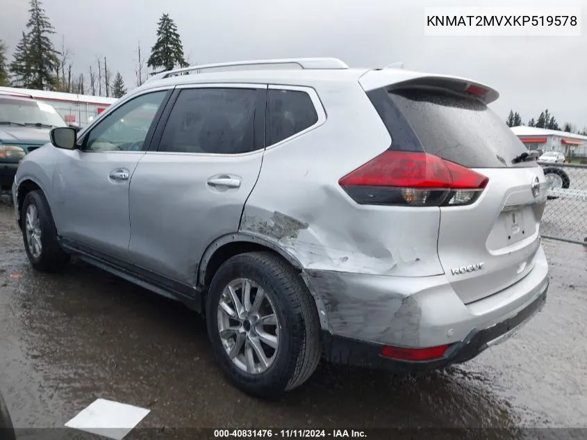 2019 Nissan Rogue Sv VIN: KNMAT2MVXKP519578 Lot: 40831476