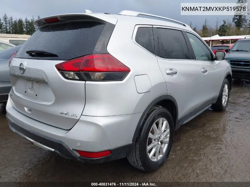 2019 Nissan Rogue Sv VIN: KNMAT2MVXKP519578 Lot: 40831476