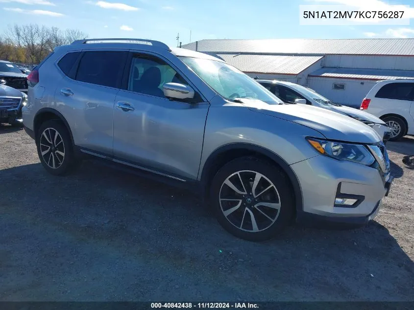 2019 Nissan Rogue Sl VIN: 5N1AT2MV7KC756287 Lot: 40842438