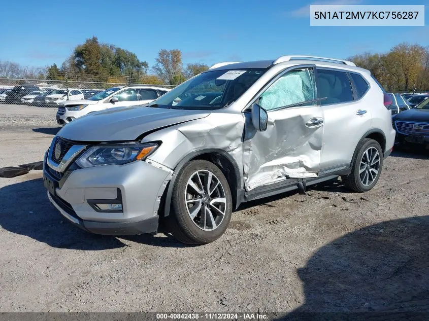 2019 Nissan Rogue Sl VIN: 5N1AT2MV7KC756287 Lot: 40842438