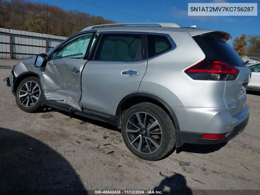 2019 Nissan Rogue Sl VIN: 5N1AT2MV7KC756287 Lot: 40842438