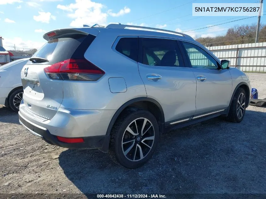 2019 Nissan Rogue Sl VIN: 5N1AT2MV7KC756287 Lot: 40842438