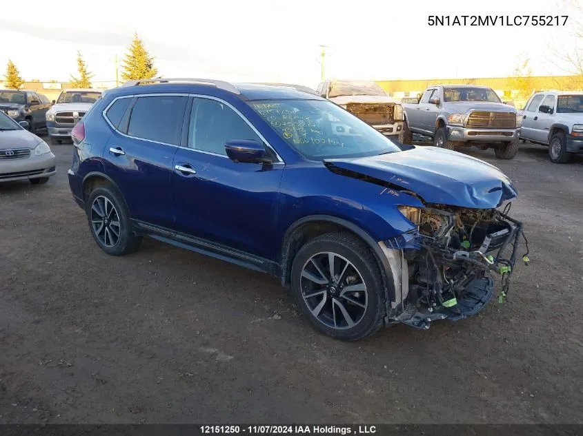 2020 Nissan Rogue VIN: 5N1AT2MV1LC755217 Lot: 12151250