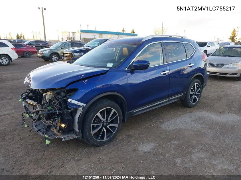 2020 Nissan Rogue VIN: 5N1AT2MV1LC755217 Lot: 12151250