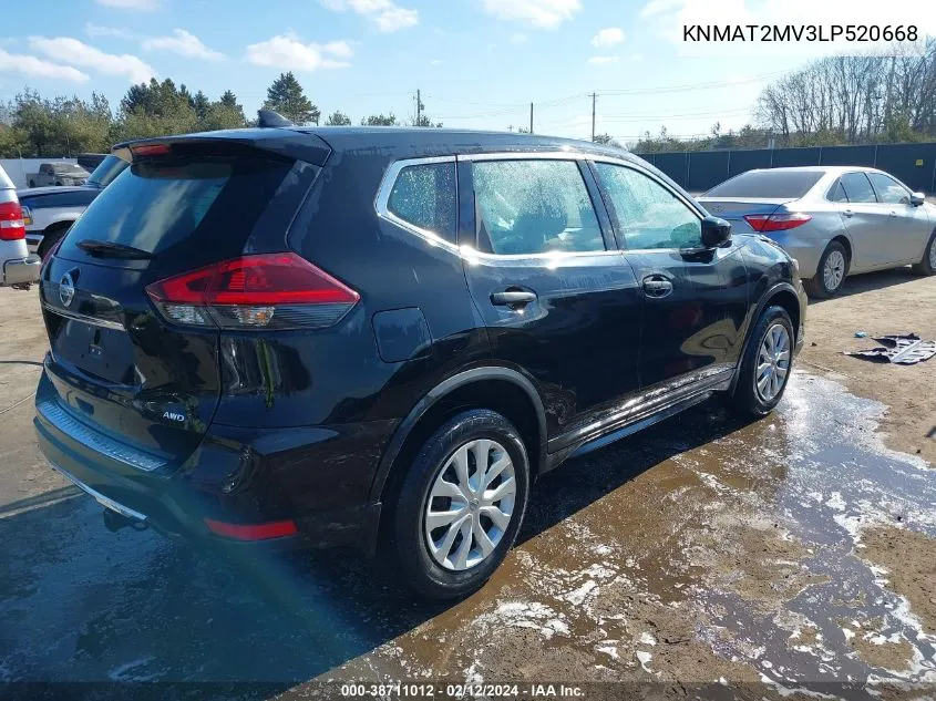 2020 Nissan Rogue S Intelligent Awd VIN: KNMAT2MV3LP520668 Lot: 38711012