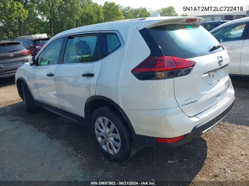 2020 Nissan Rogue S Fwd VIN: 5N1AT2MT2LC722418 Lot: 39697902