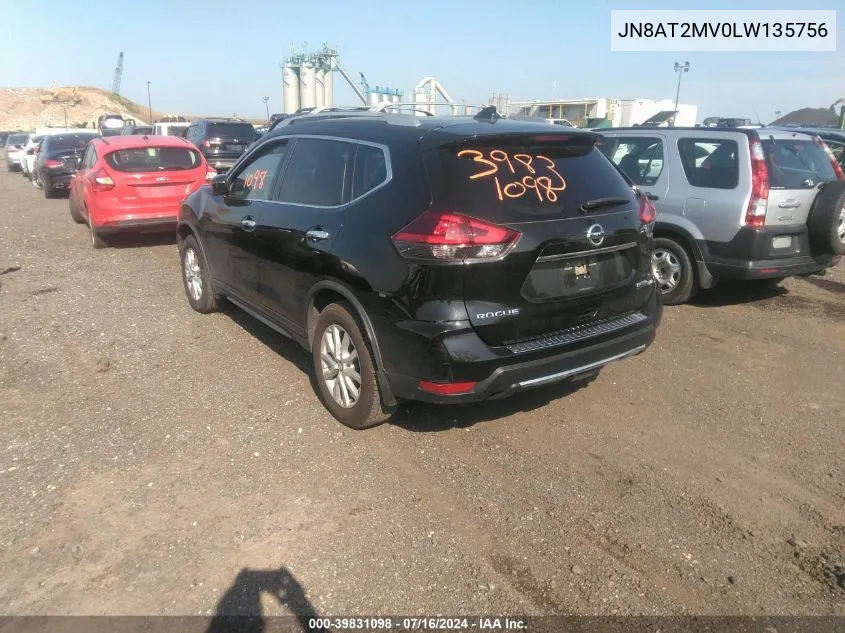 2020 Nissan Rogue S Intelligent Awd VIN: JN8AT2MV0LW135756 Lot: 39831098