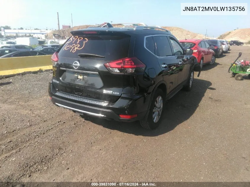 2020 Nissan Rogue S Intelligent Awd VIN: JN8AT2MV0LW135756 Lot: 39831098