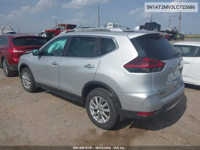 2020 Nissan Rogue S Intelligent Awd VIN: 5N1AT2MV3LC722686 Lot: 40015191