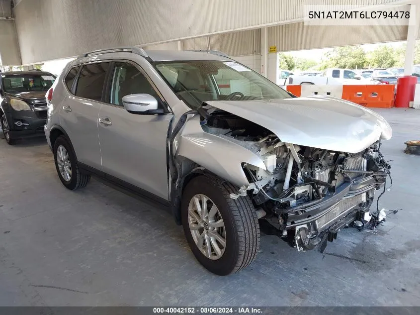 2020 Nissan Rogue Sv Fwd VIN: 5N1AT2MT6LC794478 Lot: 40042152