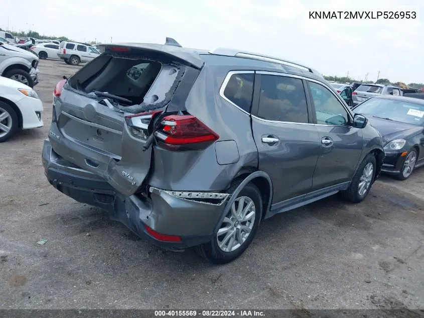 2020 Nissan Rogue Sv Intelligent Awd VIN: KNMAT2MVXLP526953 Lot: 40155569