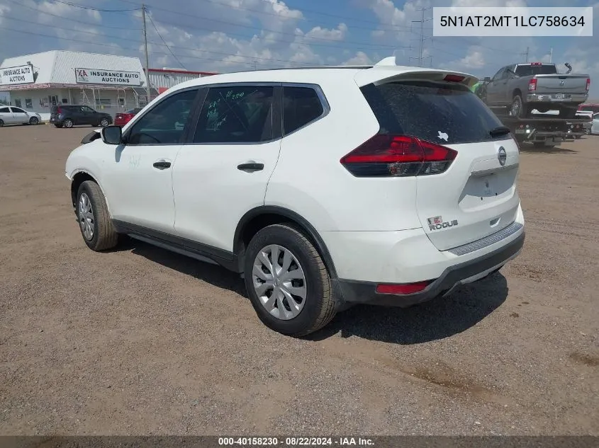 2020 Nissan Rogue S Fwd VIN: 5N1AT2MT1LC758634 Lot: 40158230