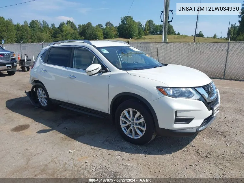 JN8AT2MT2LW034930 2020 Nissan Rogue Sv Fwd