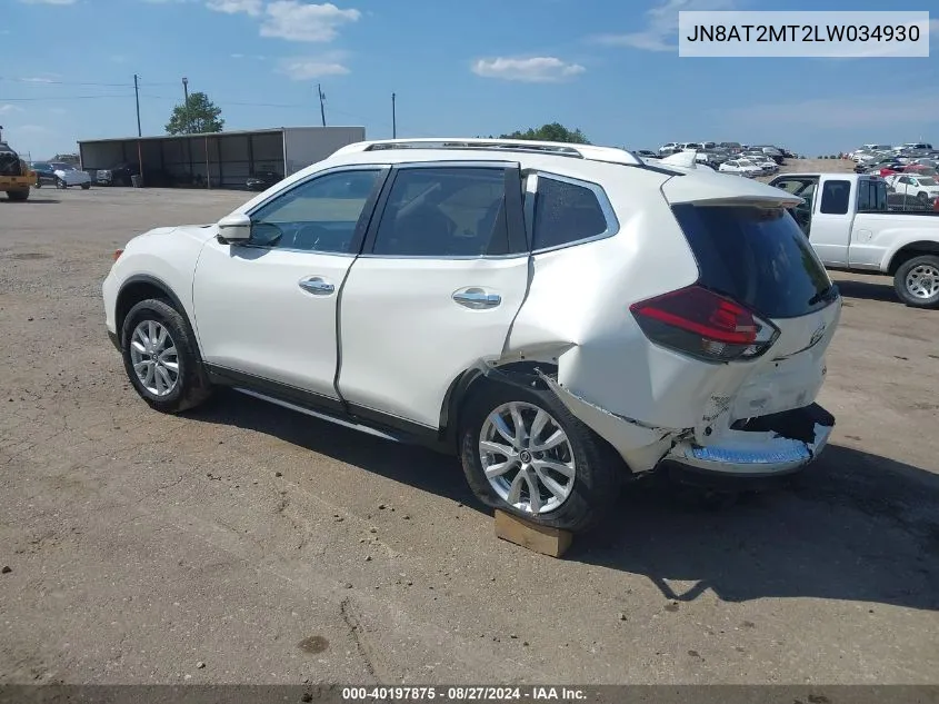 JN8AT2MT2LW034930 2020 Nissan Rogue Sv Fwd