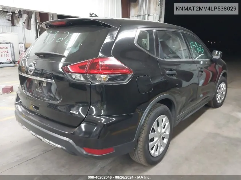 2020 Nissan Rogue S Intelligent Awd VIN: KNMAT2MV4LP538029 Lot: 40202046