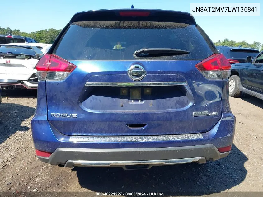 2020 Nissan Rogue S Intelligent Awd VIN: JN8AT2MV7LW136841 Lot: 40221227