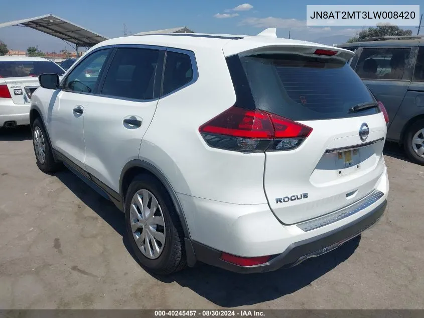 2020 Nissan Rogue S Fwd VIN: JN8AT2MT3LW008420 Lot: 40245457