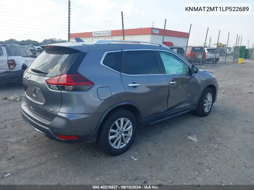 2020 Nissan Rogue Sv Fwd VIN: KNMAT2MT1LP522689 Lot: 40278527