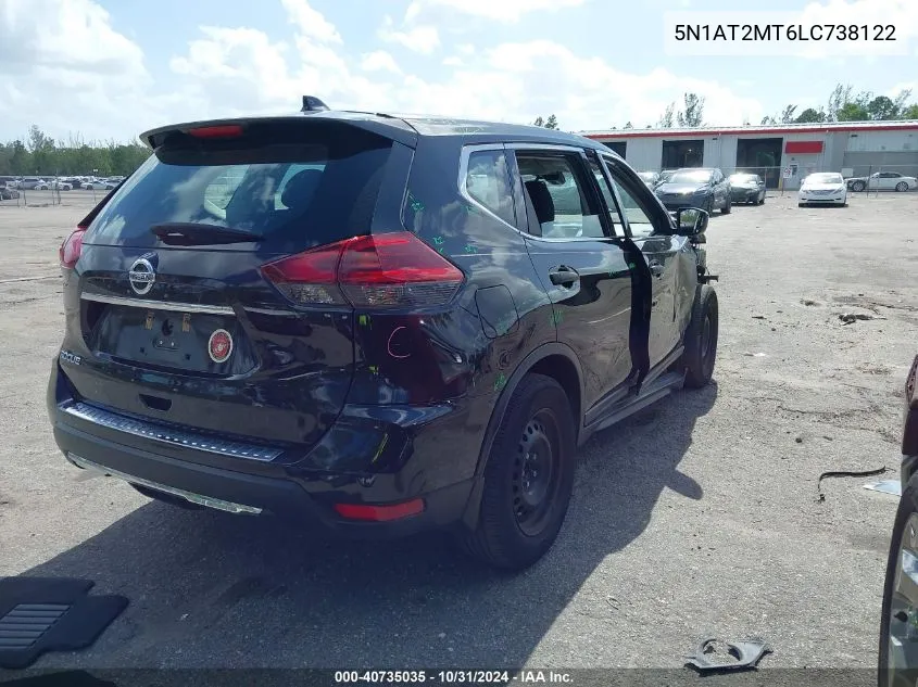 2020 Nissan Rogue S Fwd VIN: 5N1AT2MT6LC738122 Lot: 40735035