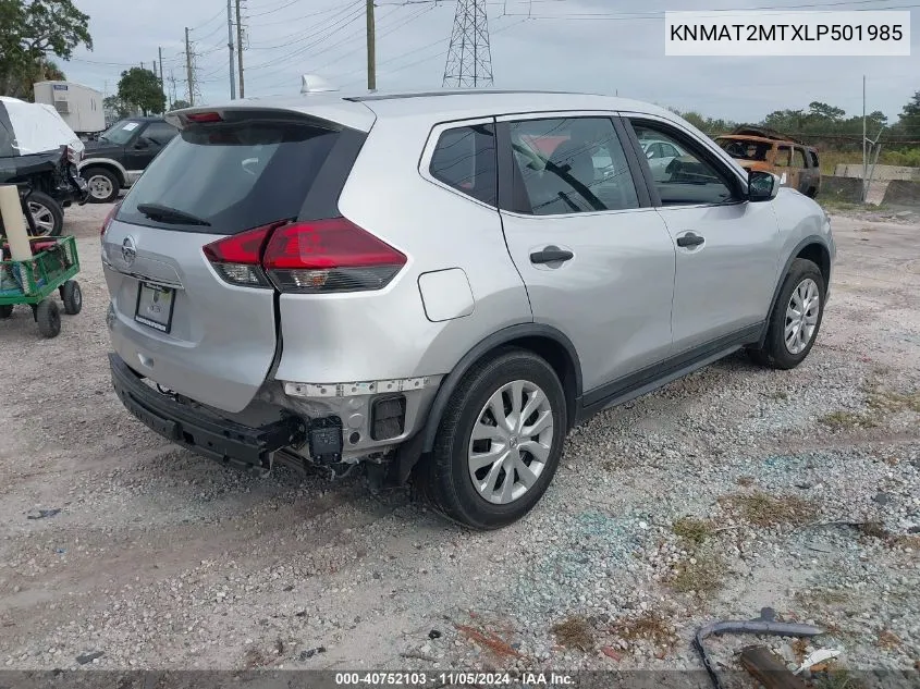 2020 Nissan Rogue S Fwd VIN: KNMAT2MTXLP501985 Lot: 40752103