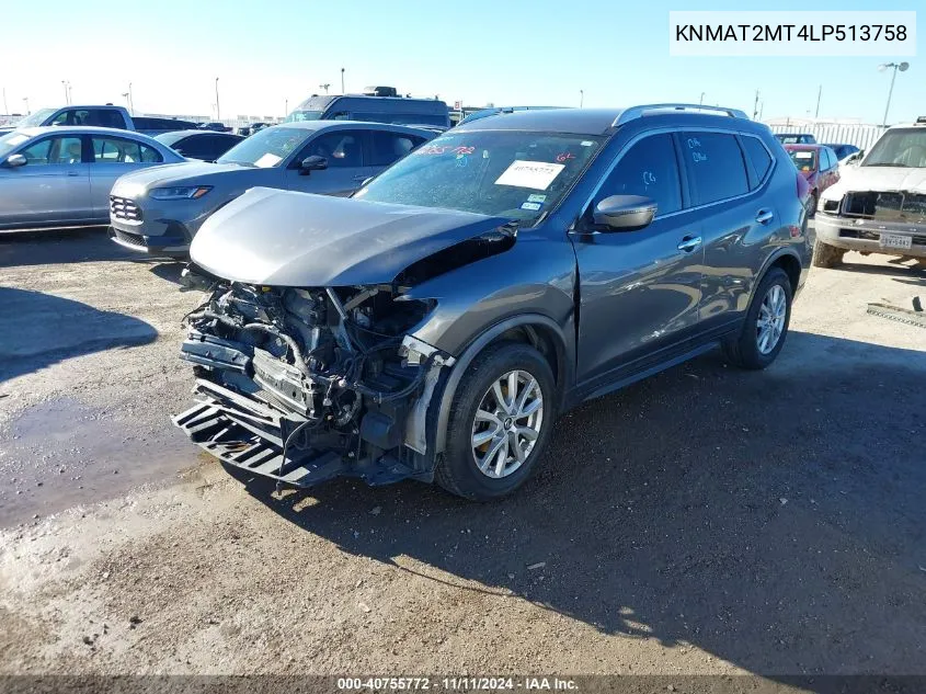 2020 Nissan Rogue Sv Fwd VIN: KNMAT2MT4LP513758 Lot: 40755772