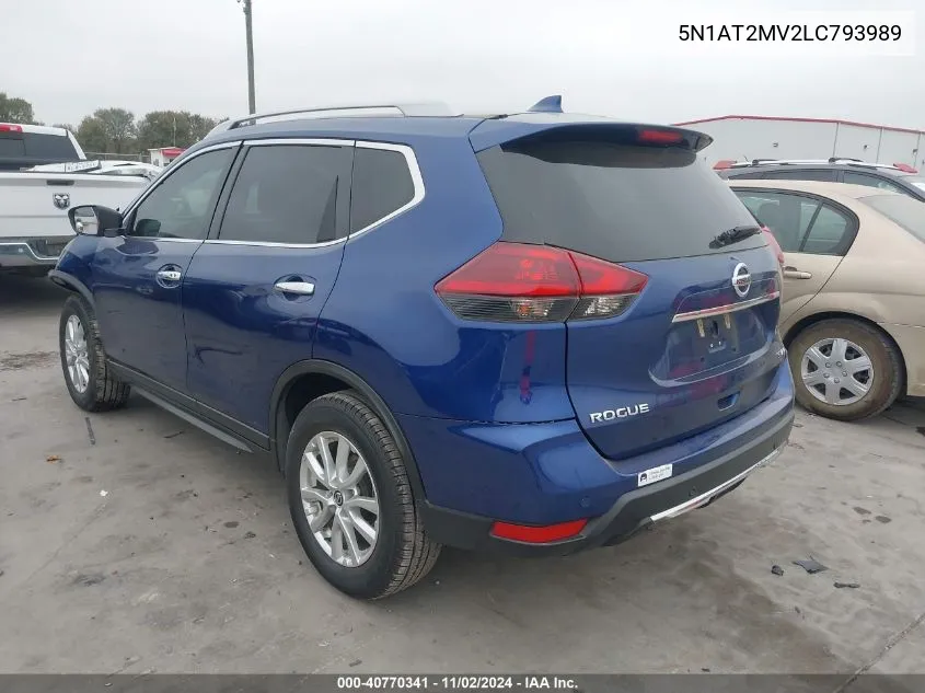 2020 Nissan Rogue Sv Intelligent Awd VIN: 5N1AT2MV2LC793989 Lot: 40770341