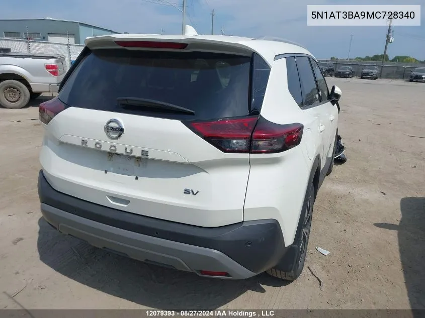 2021 Nissan Rogue Sv VIN: 5N1AT3BA9MC728340 Lot: 12079393