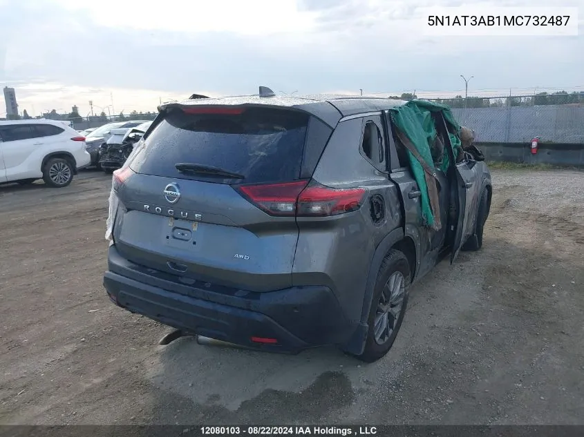 2021 Nissan Rogue VIN: 5N1AT3AB1MC732487 Lot: 12080103