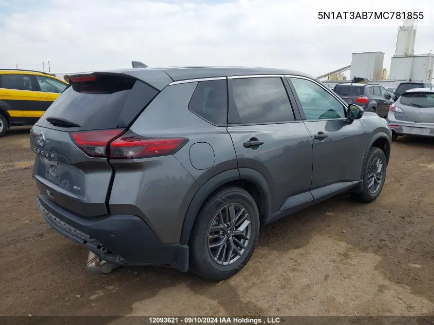 2021 Nissan Rogue VIN: 5N1AT3AB7MC781855 Lot: 12093621