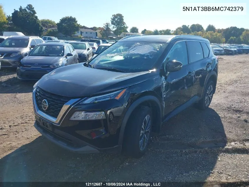 2021 Nissan Rogue VIN: 5N1AT3BB6MC742379 Lot: 12112687