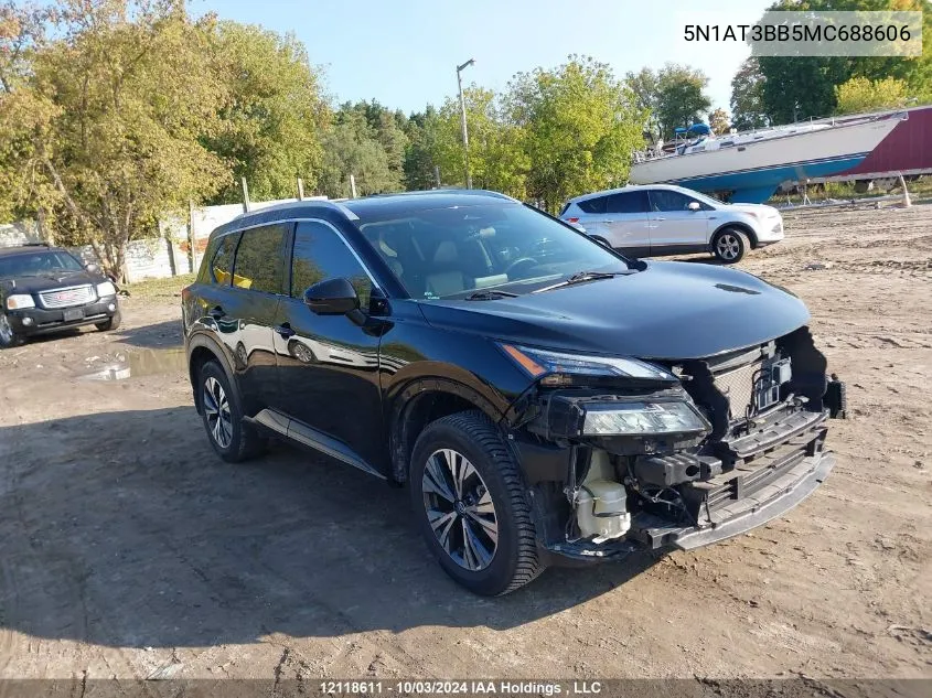 2021 Nissan Rogue Sv VIN: 5N1AT3BB5MC688606 Lot: 12118611