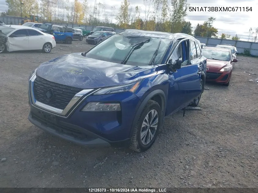 2021 Nissan Rogue VIN: 5N1AT3BBXMC671154 Lot: 12125373