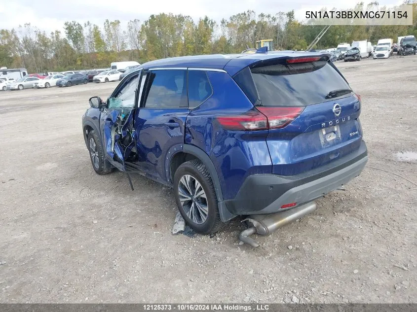 2021 Nissan Rogue VIN: 5N1AT3BBXMC671154 Lot: 12125373