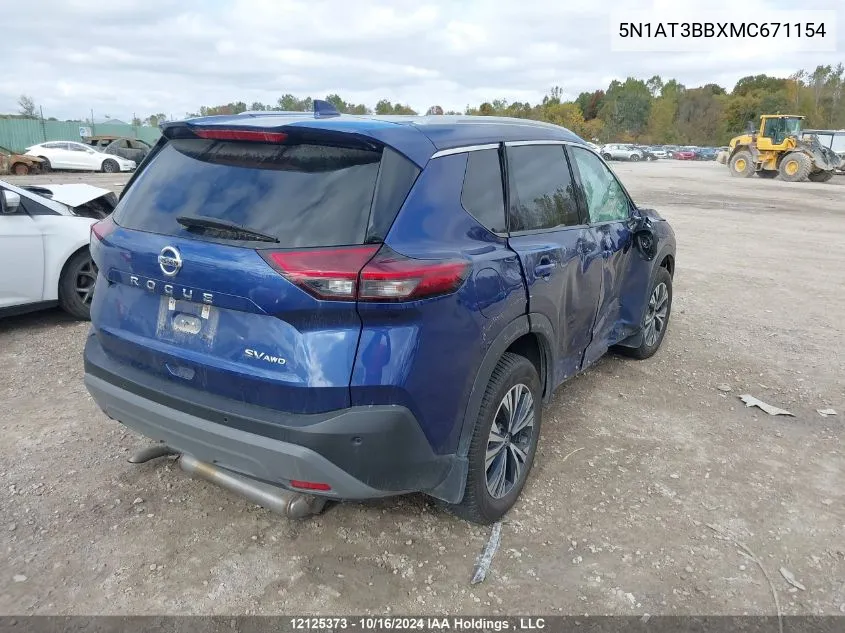 2021 Nissan Rogue VIN: 5N1AT3BBXMC671154 Lot: 12125373