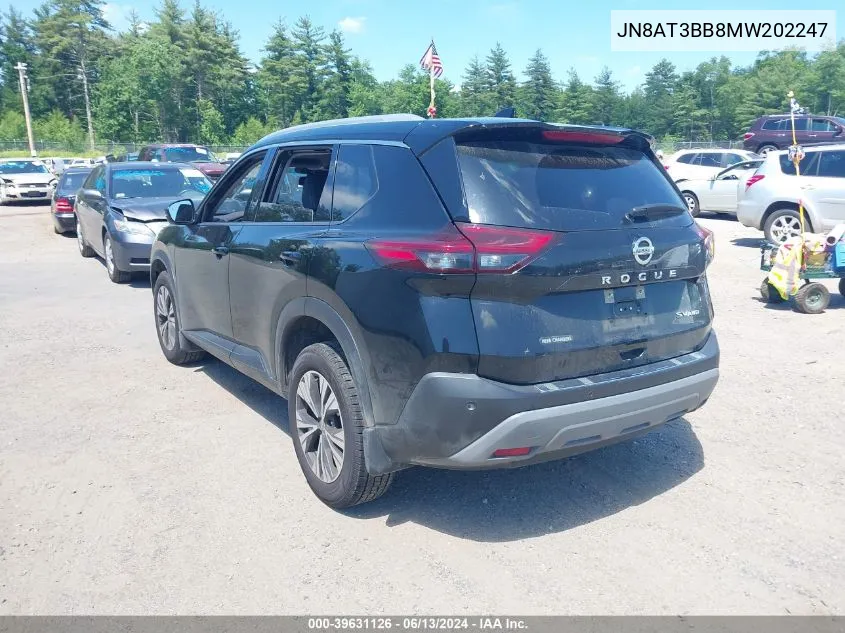 2021 Nissan Rogue Sv Intelligent Awd VIN: JN8AT3BB8MW202247 Lot: 39631126