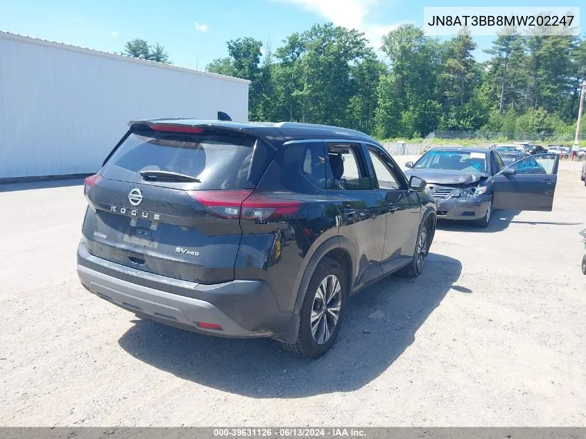 2021 Nissan Rogue Sv Intelligent Awd VIN: JN8AT3BB8MW202247 Lot: 39631126