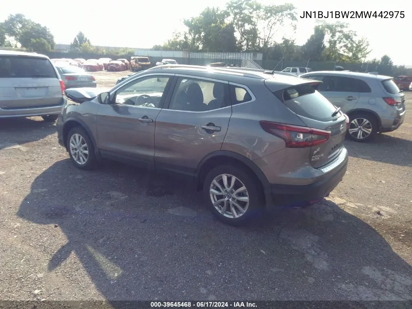 2021 Nissan Rogue Sport Sv Awd Xtronic Cvt VIN: JN1BJ1BW2MW442975 Lot: 39645468