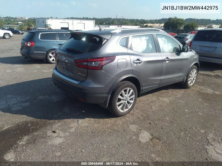 2021 Nissan Rogue Sport Sv Awd Xtronic Cvt VIN: JN1BJ1BW2MW442975 Lot: 39645468